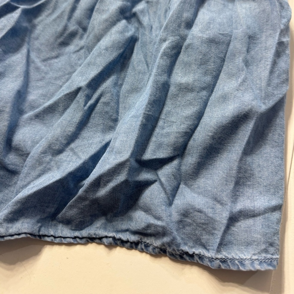 BeachLunchLounge Off The Shoulder Chambray Long Sleeve Blue Ruffle Dress Sz XXL - Picture 2 of 7